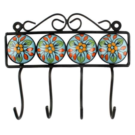 Multicolor Ceramic Flower Tile Hook Online